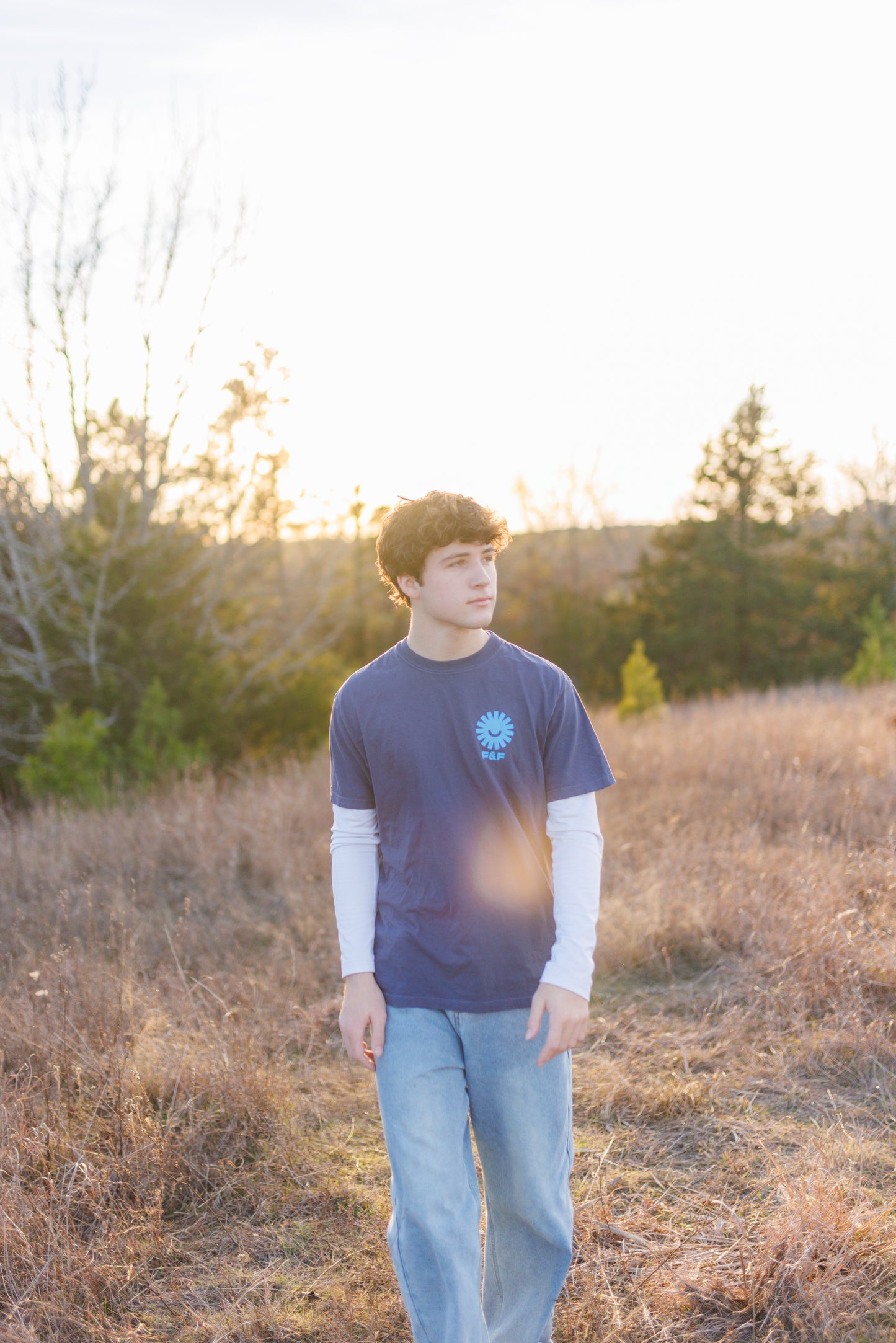 "Faithful & Free" Waves - Navy Tee