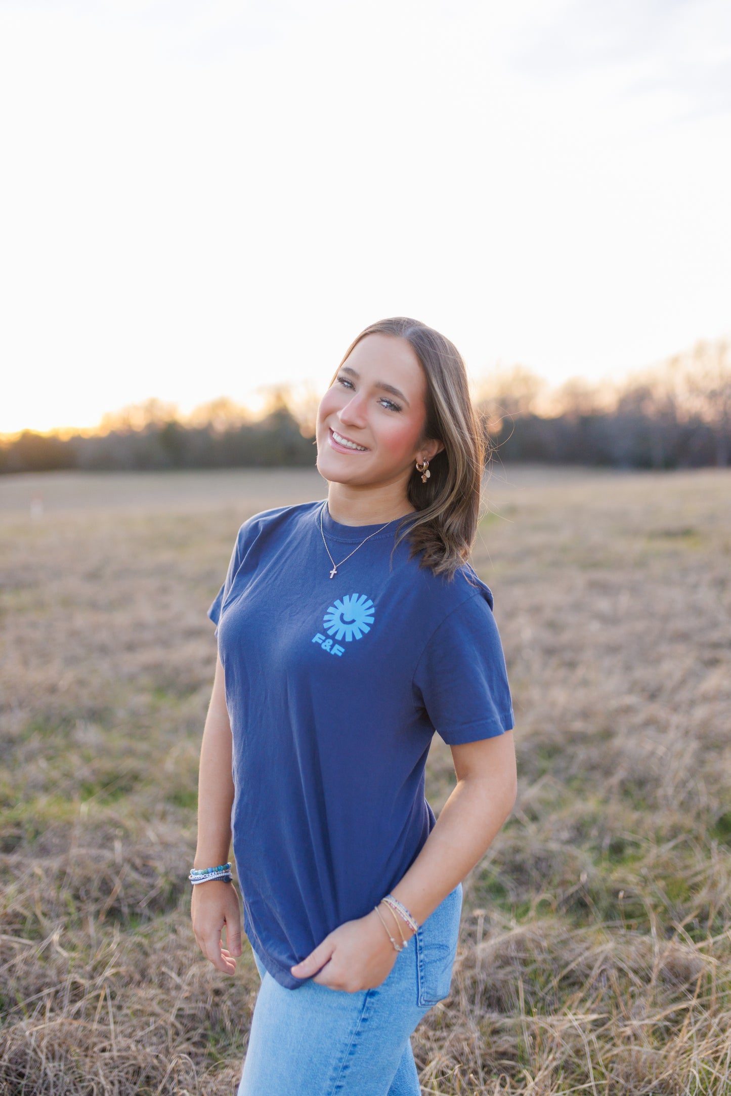 "Faithful & Free" Waves - Navy Tee