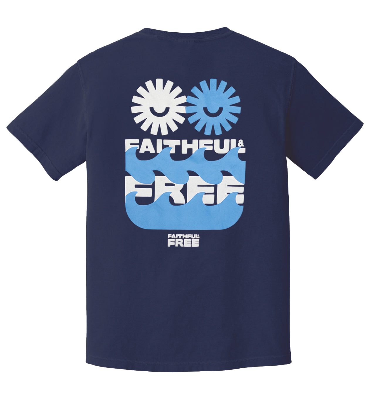 "Faithful & Free" Waves - Navy Tee